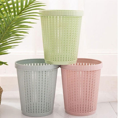 Creative Hollow Trash Can – Modern Waste Bin with Built-in Bag Storage & Automatic Bag Change (Blue)