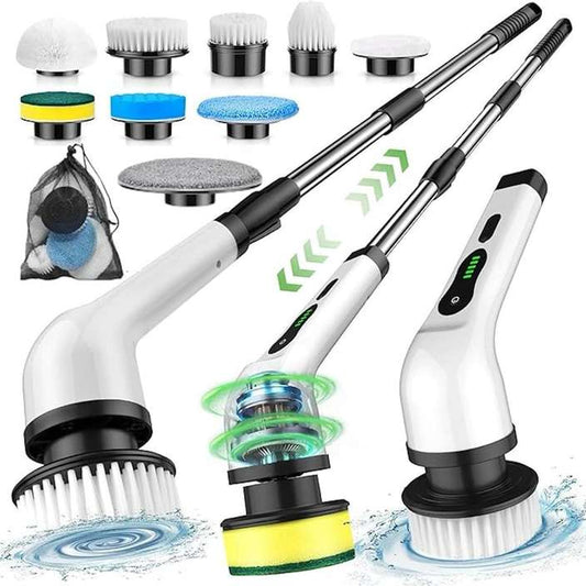 9-in-1 Electric Power Scrubber – Rechargeable, Dual-Speed & Extendable for Effortless Cleaning