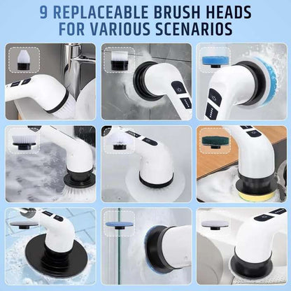 9-in-1 Electric Power Scrubber – Rechargeable, Dual-Speed & Extendable for Effortless Cleaning
