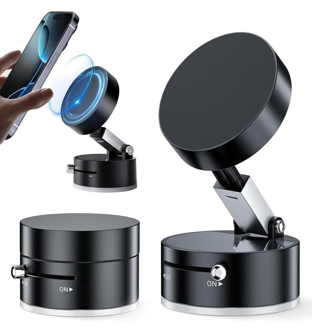 Vacuum Magnetic Phone Holder Stand – 360° Rotation | Strong Suction Cup | Universal Mobile Stand for Car & Home