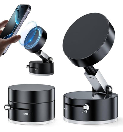 Vacuum Magnetic Phone Holder Stand – 360° Rotation | Strong Suction Cup | Universal Mobile Stand for Car & Home