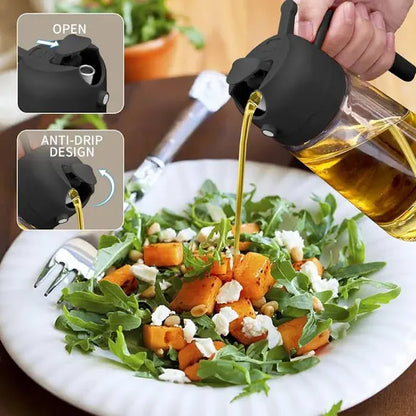 2-in-1 Sprayable & Pourable Oil Bottle | Dual Function Dispenser for Cooking.