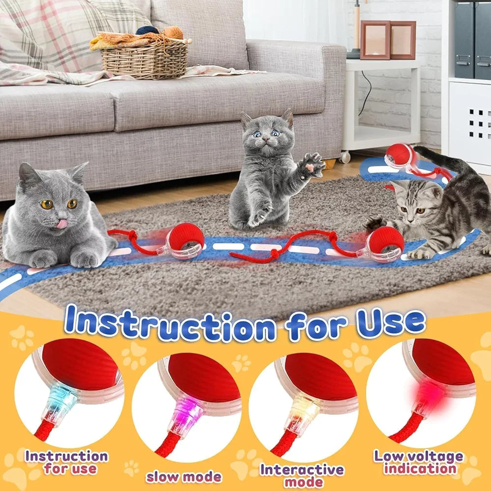 Smart LED Cat Teaser Ball – Automatic 360° Rolling Pet Toy