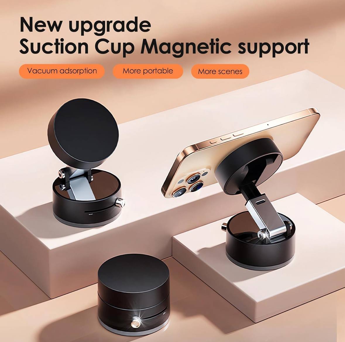 Vacuum Magnetic Phone Holder Stand – 360° Rotation | Strong Suction Cup | Universal Mobile Stand for Car & Home