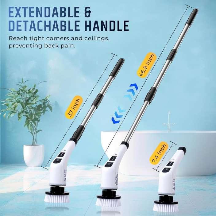 9-in-1 Electric Power Scrubber – Rechargeable, Dual-Speed & Extendable for Effortless Cleaning