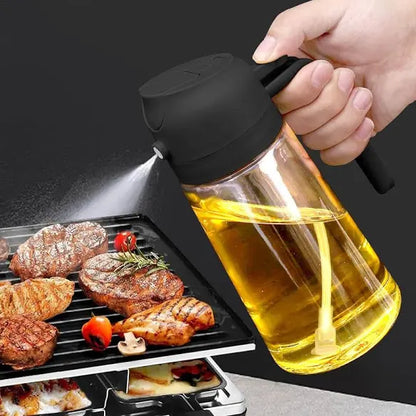 2-in-1 Sprayable & Pourable Oil Bottle | Dual Function Dispenser for Cooking.